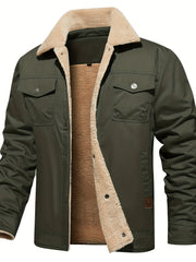 Men's Sherpa Lining Winter Jacket Cotton Cargo Coat