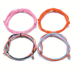 5 Pcs Ocean Style Wax Thread Anklet Set Rope Rice Beads Ankle Bracelet