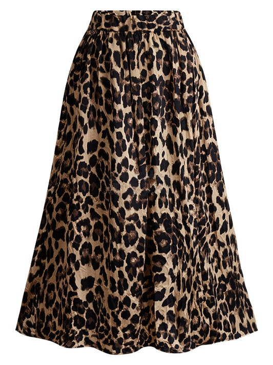  Leopard Print High Rise Maxi Skirt