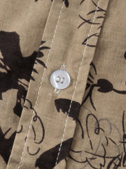 Men's Leaf & Flower Graphic Short Sleeve Shirt for Summer