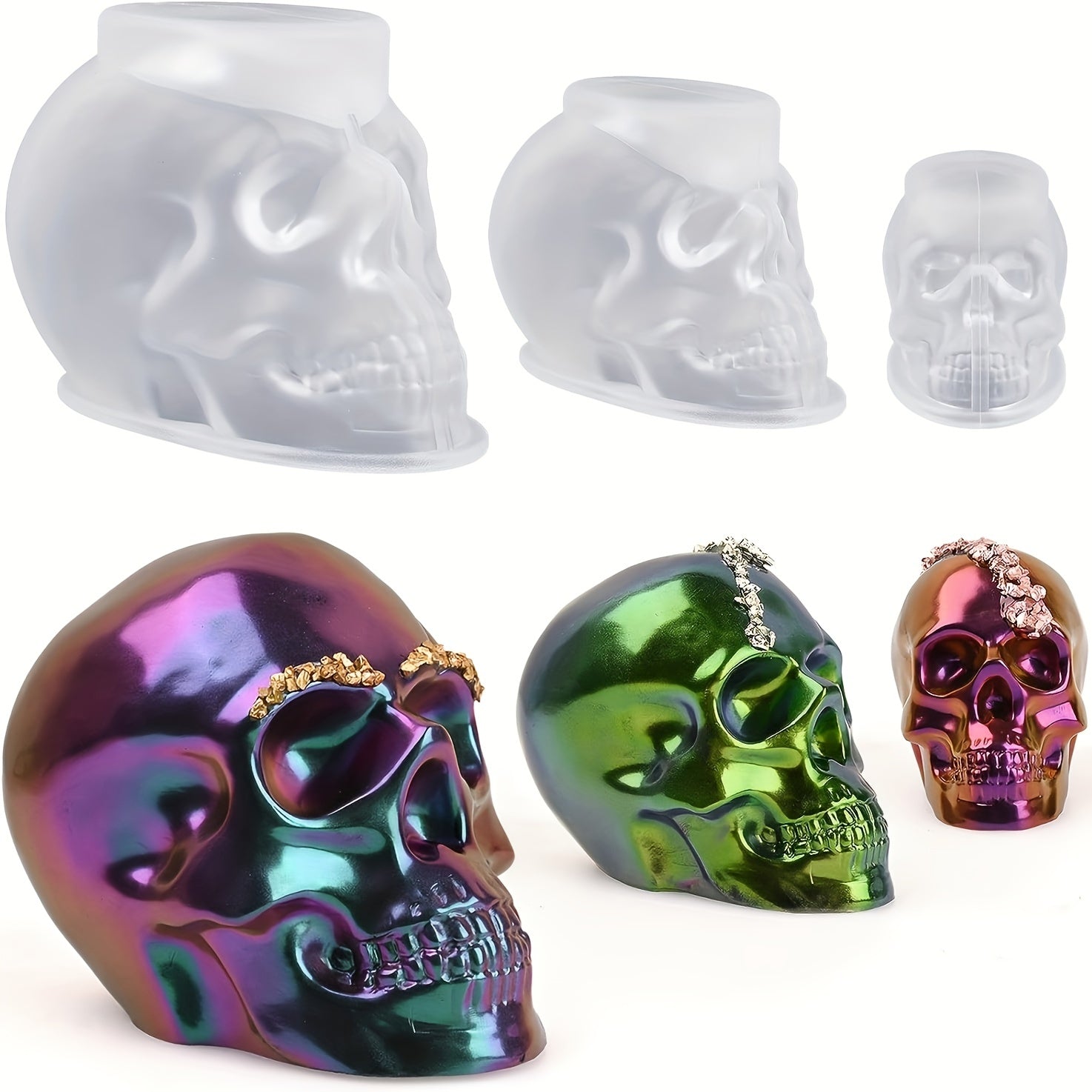 3pcs Skull Resin Mold Set for Epoxy Resin & Wax Craft