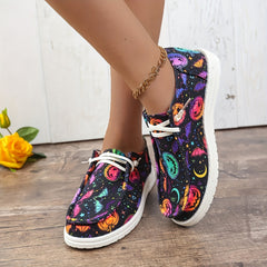 Halloween Scary Pumpkin Ghost Pattern Slip On Sneakers