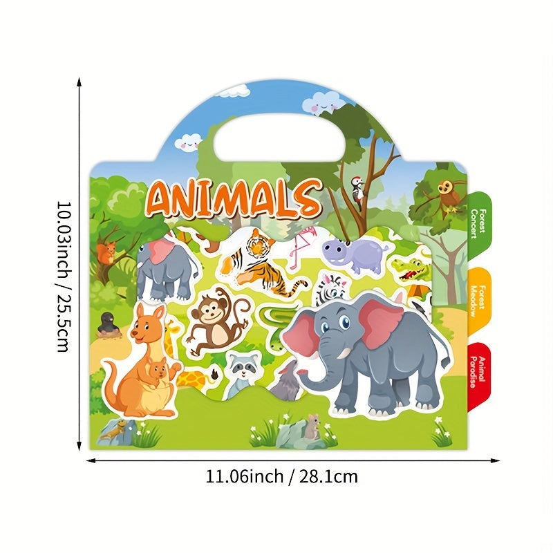 Animals Sticker Activity Books Removable & Restickable - Travel Toys