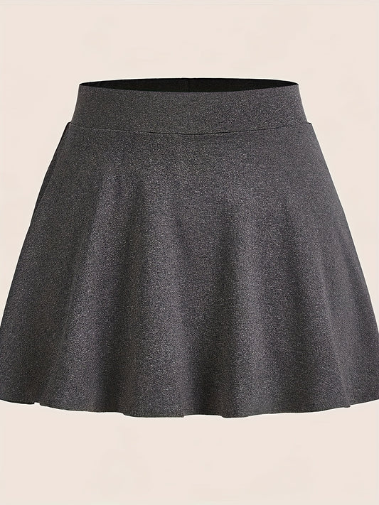 Solid Elastic Waist Mini Skirt for Women