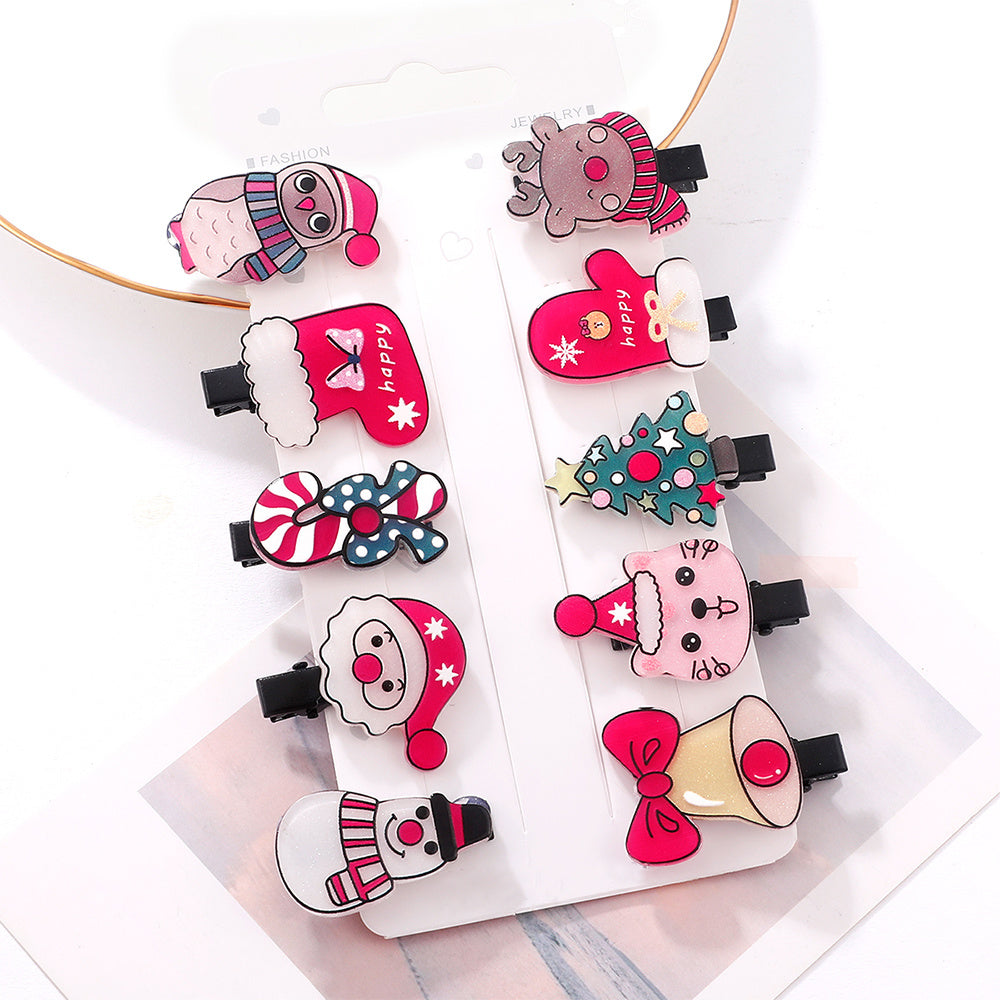 10pcs Christmas Tree & Snowman Decor Hair Clip