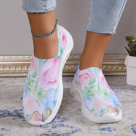 Women's Tie Dye Slip-On Sneakers Lightweight Outdoor Casual Shoes
