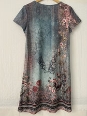 Short Sleeve V Neck Dress Casual Dress For Summer & Spring