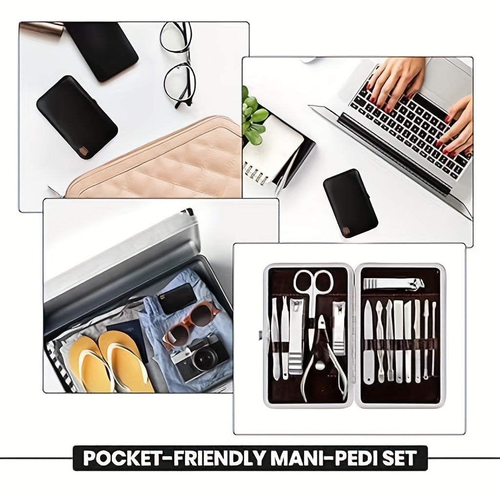 12Pcs Manicure Set Stainless Steel Nail Clippers Pedicure Kit