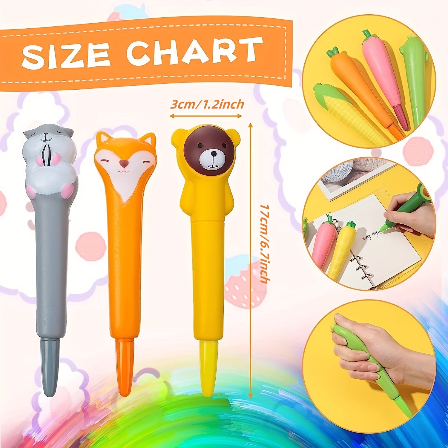 12 PCS Random Style Fun Pens For Kids Stress Relief Stationary & Pens For Girls