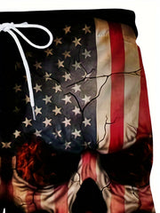 Men's American Flag Skull Graphic Shorts
