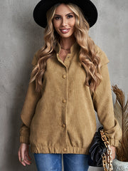 Solid Stand Collar Long Sleeve Buckle Jacket