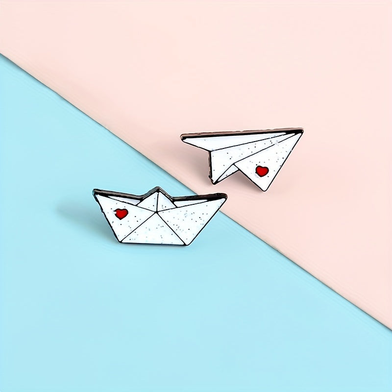 Airplane Boat Enamel Brooch Art Lapel Pin Jackets Hats Scarves Pants Pins