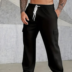 Men's Solid Straight Leg Cargo Pants for Hiking