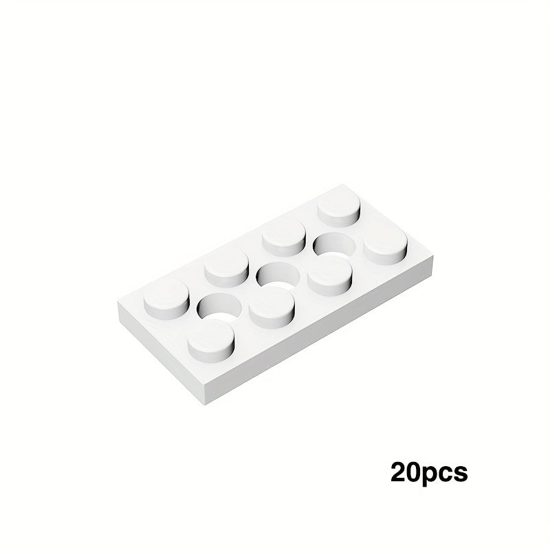 20pcs Low Brick 3709 2X4 w/ 3 Hole Plate Assembly Parts for Kids