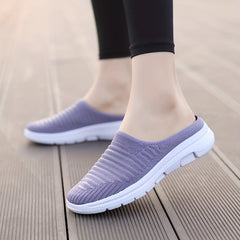 Women's Breathable Knit Mule Sneakers Lightweight Slip On Shoes