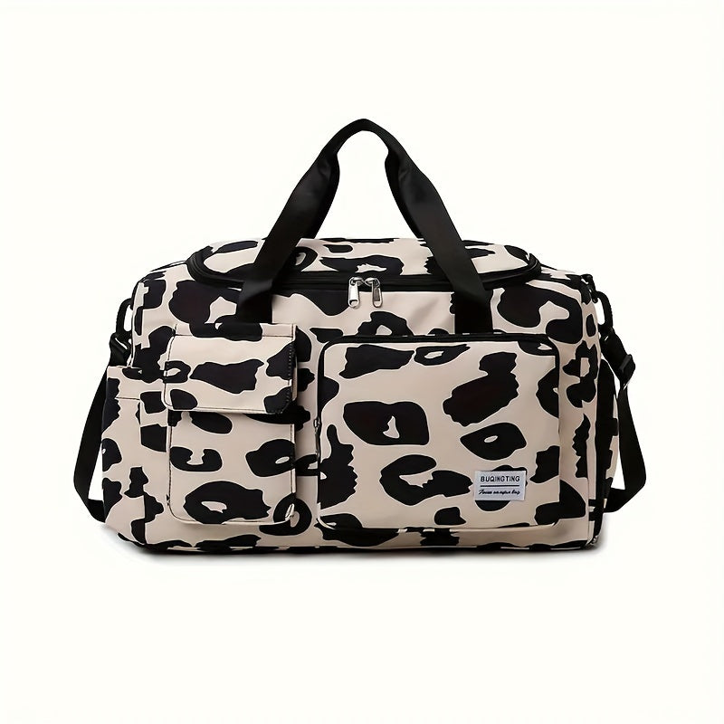 Cow Print Travel Tote Bag Waterproof Duffel with Dry/Wet Compartment