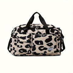 Cow Print Travel Tote Bag Waterproof Duffel with Dry/Wet Compartment