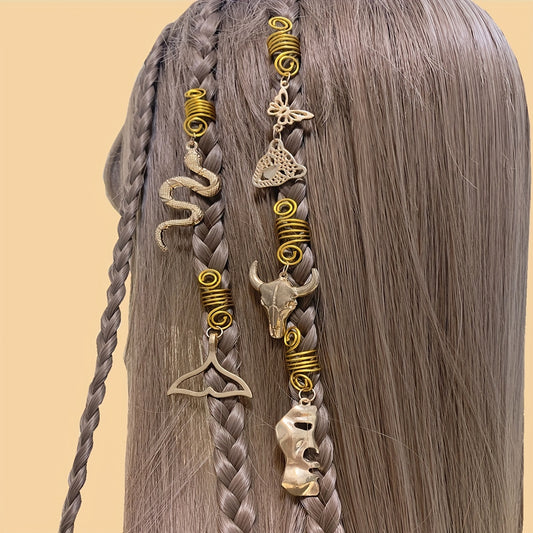 Metal Animal Tassel Hair Ring for Braids Women Girls Men