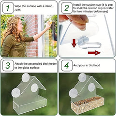 Clear Plastic Window Bird Feeder with Suction Cups - Bird House