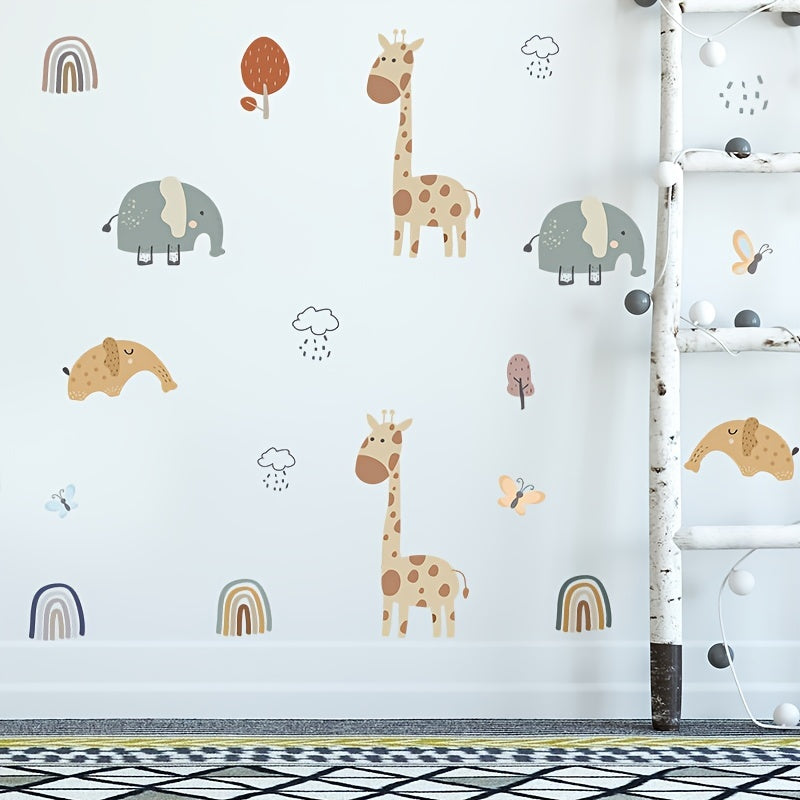 Cartoon Giraffe Elephant Children's Bedroom Wall Sticker