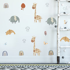 Cartoon Giraffe Elephant Children's Bedroom Wall Sticker