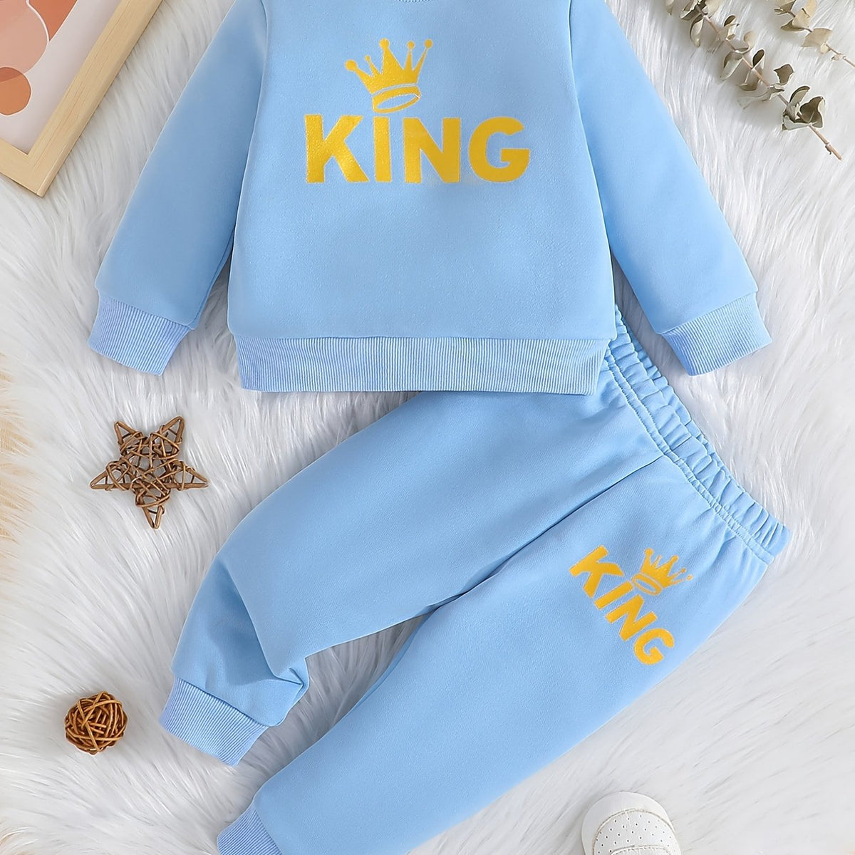 Toddler Boys KING Print Pullover Trousers Set