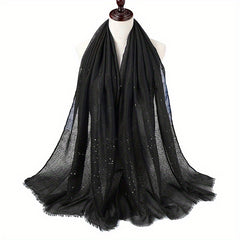 Hot Stamping Frayed Edge Scarf Solid Shawl Hijab Classic Turban Head Wrap