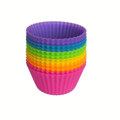 12pcs Reusable Silicone Baking Cups Multicolor Muffin Liners For Home Kitchen