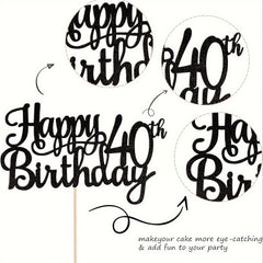 Happy 40th Birthday Cake Topper Glitter Cheers To 40 Years