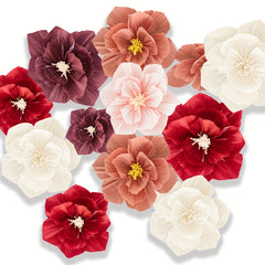 3pcs Wrinkle Paper Flowers Wedding Room Decoration