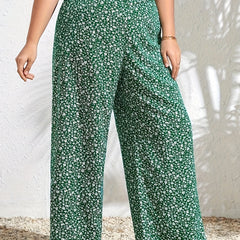  Floral Print High Rise Wide Leg Trousers