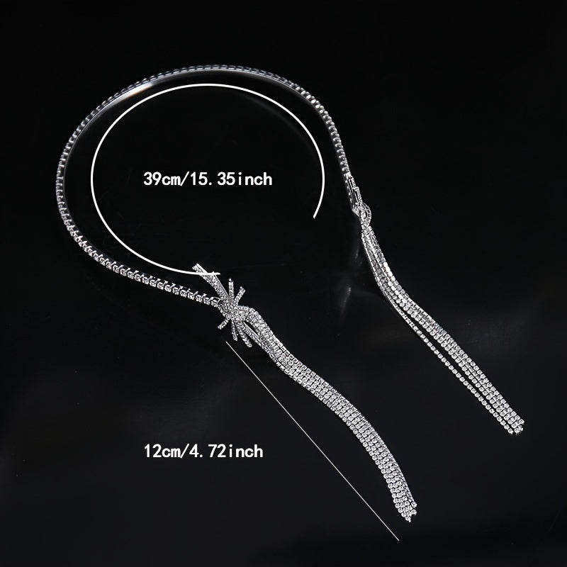 Rhinestone Tassel Headband with Long Tassel for Women