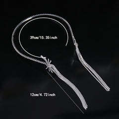 Rhinestone Tassel Headband with Long Tassel for Women