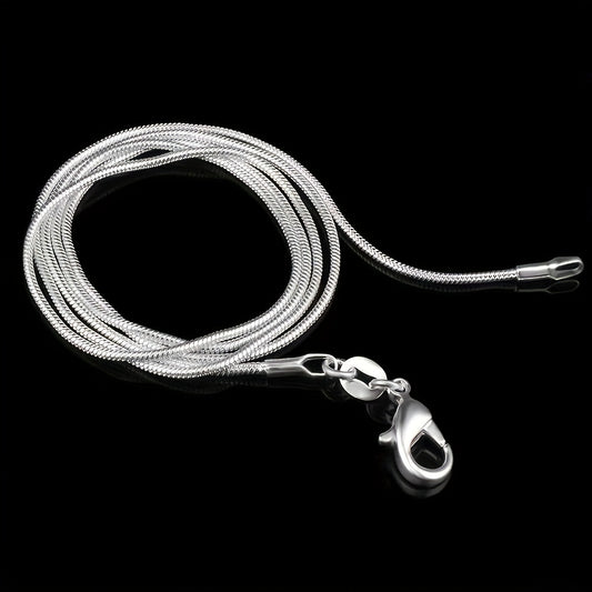 925 Silver Plated Round Bone Necklace Choker Chain 16-30in DIY Jewelry Making