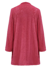  Solid Fuzzy Fleece Cardigan, Tank Top & Shorts Set