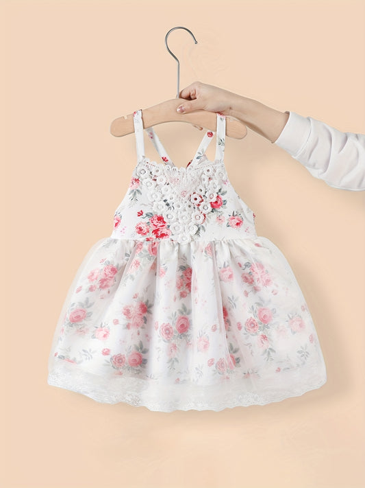 Toddler Girls Rose Graphic Cami Princess Dress For Party Beach