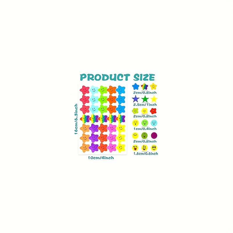 6pcs Kids Reward Stickers Happy Face Self-adhesive Label Stickers