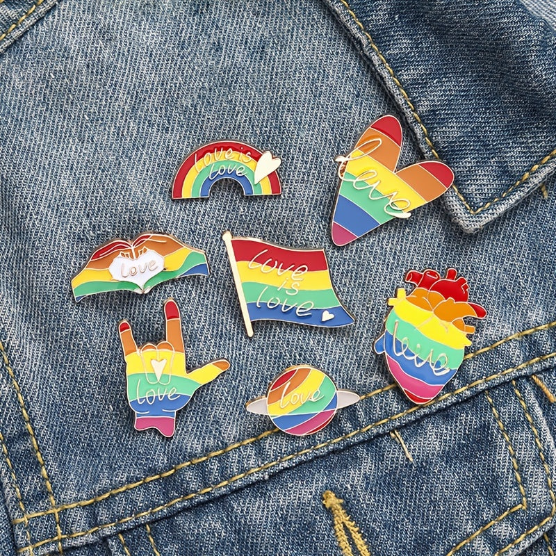 LGBT Rainbow Love Brooch for Men