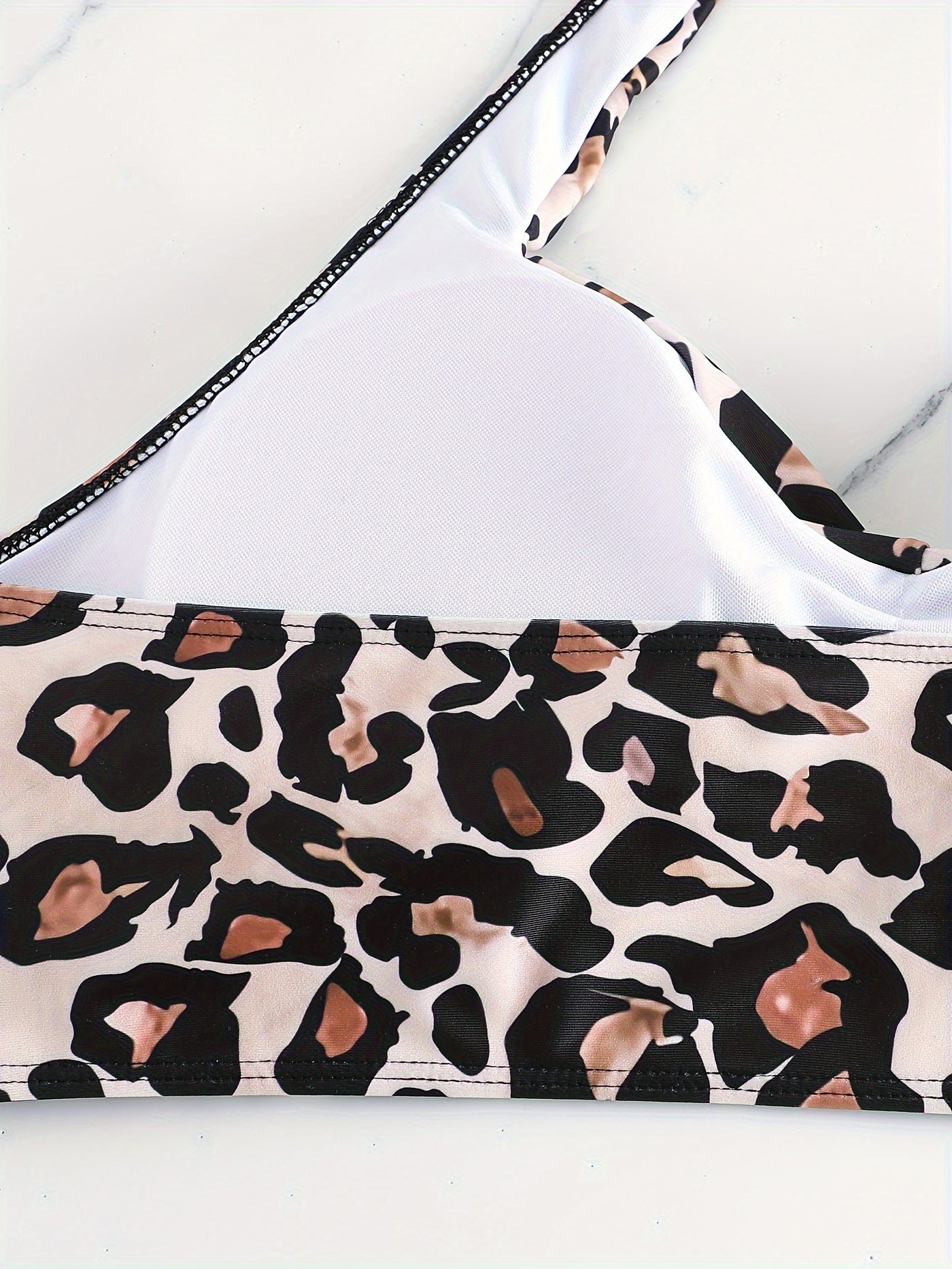  Leopard Print Cross Front Bikini Top