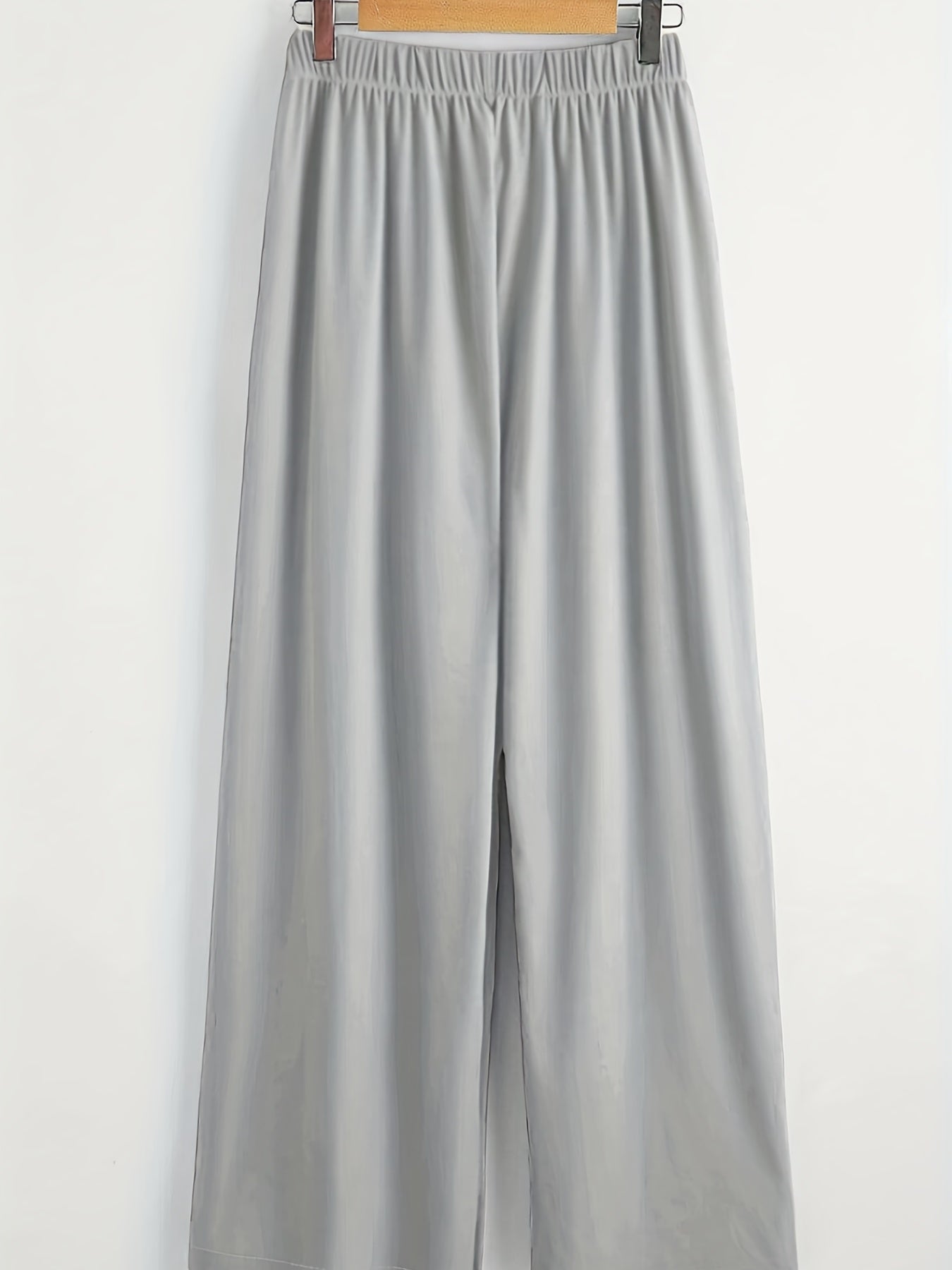  High Rise Wide Leg Trousers Solid Button Detail