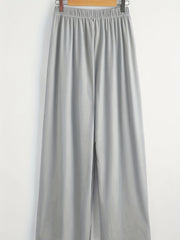  High Rise Wide Leg Trousers Solid Button Detail