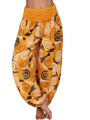 Boho Geometric Print Ruched Harem Pants Casual Bohemian Pants