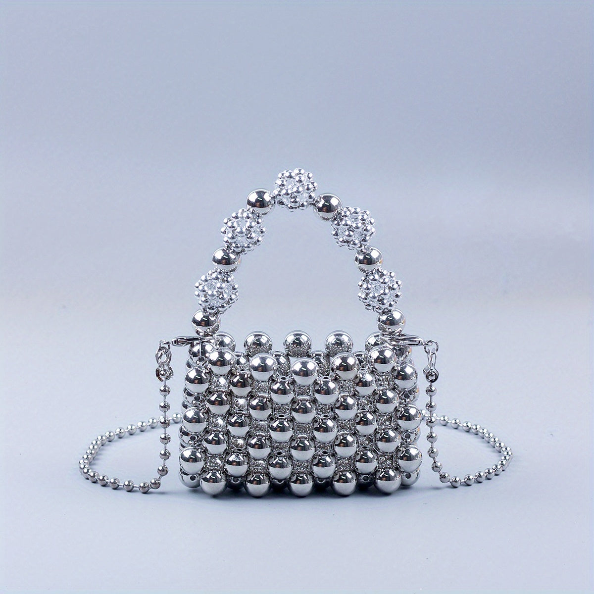 Stylish Beaded Crossbody Bag Acrylic Solid Shoulder Handbag & Purse