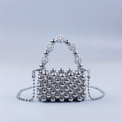 Stylish Beaded Crossbody Bag Acrylic Solid Shoulder Handbag & Purse