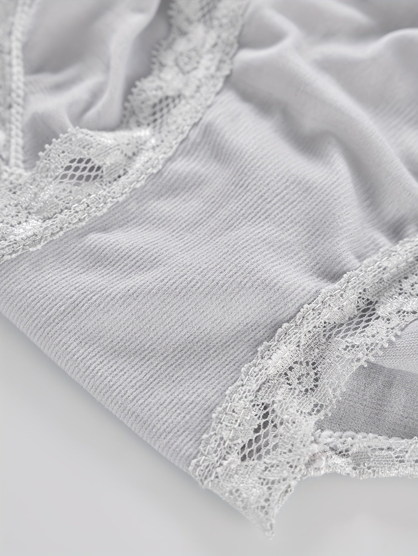 3pcs Lace Trim Briefs High Waist Stretchy Panties Women's Underwear