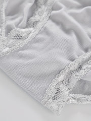 3pcs Lace Trim Briefs High Waist Stretchy Panties Women's Underwear