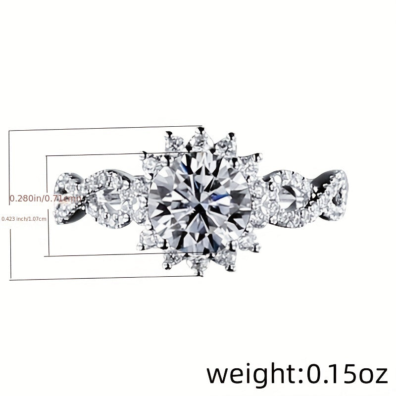 Round Cubic Zirconia Wedding Ring Bridal Engagement Promise Jewelry