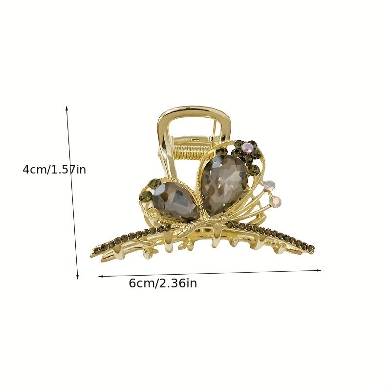 Rhinestone Butterfly Hair Claw Nonslip Ponytail Holder