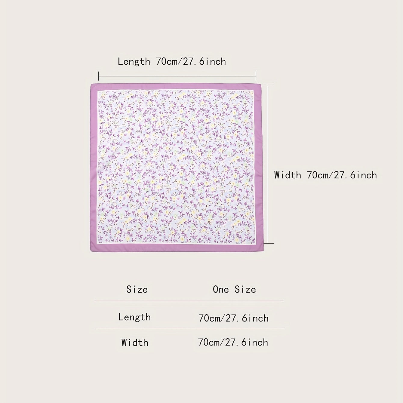 Purple Floral Print Bandana Satin Square Scarf Neckerchief Head Wrap
