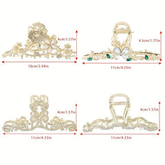 Flower Hair Claw Clip Faux Pearl Rhinestone Hair Crab Clips for Women